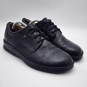 Finn Comfort Men's Metz Black‎ Leather Shoes - Size 10 W Lace Up Logo